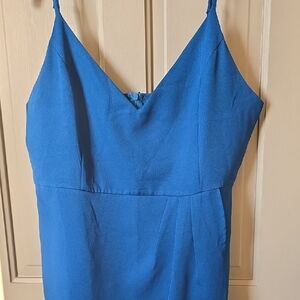 Elegant Blue Spaghetti Strap Dress